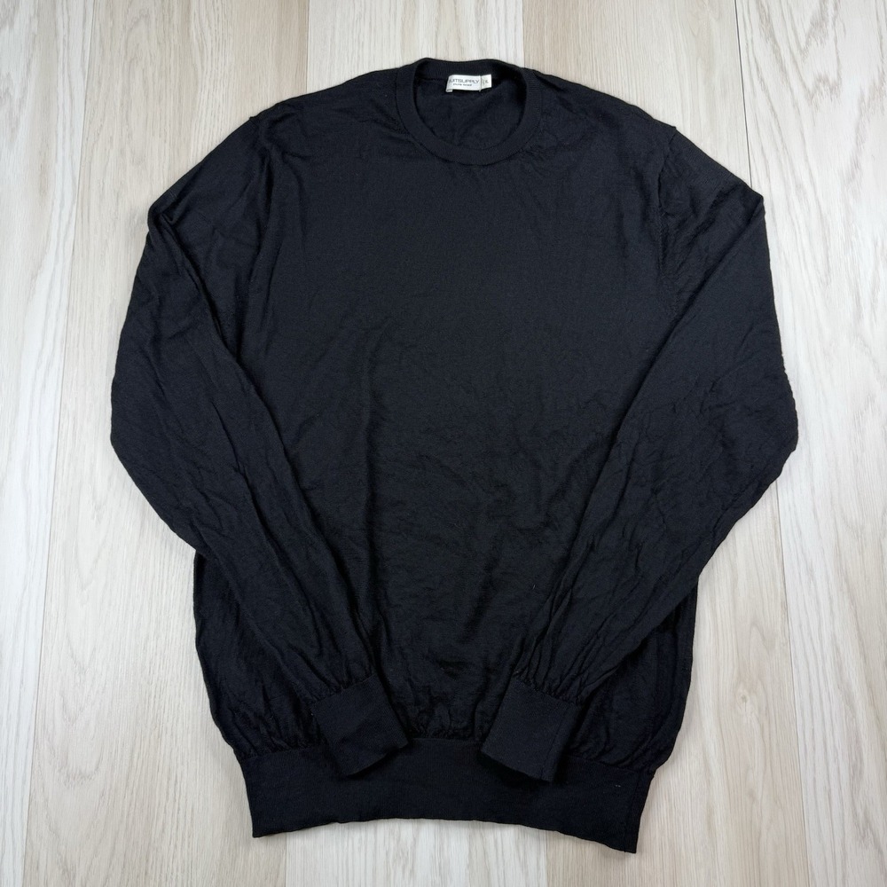 Suitsupply Merino Wool Pullover Crewneck Sweater Long Sleeve Black Mens Size XL